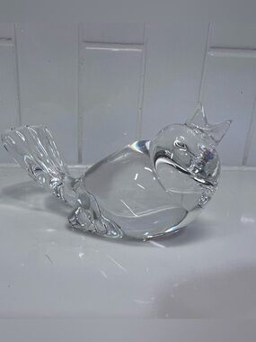Vintage Steuben Crystal Glass Songbird Paperweight